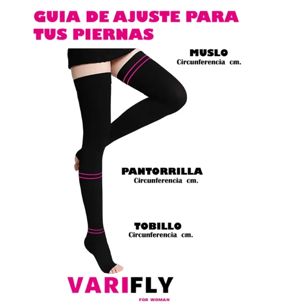 Medias de compresión para varices hasta el muslo: 15-20 mmHg, punta abierta - Imagen 6