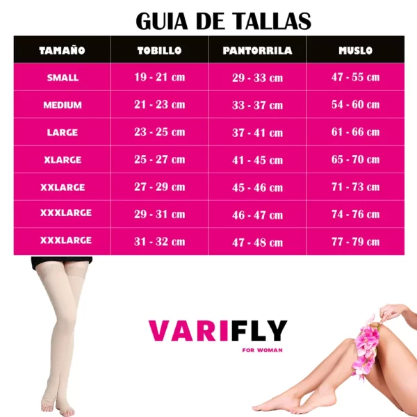Medias de compresión para varices hasta el muslo: 15-20 mmHg, punta abierta - Imagen 3