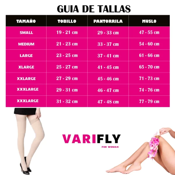 Medias de compresión para varices hasta el muslo: 15-20 mmHg, punta cerrada - Imagen 3