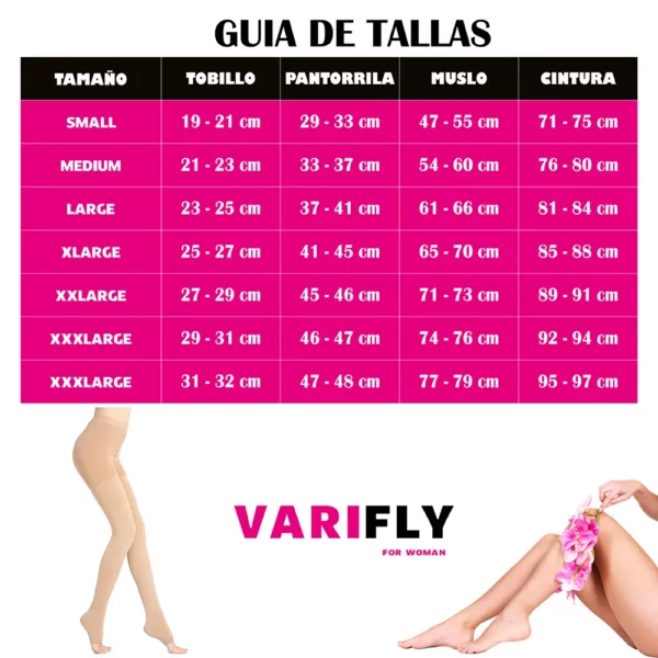 Pantimedias de compresión para varices: 15-20 mmHg, punta abierta - Imagen 3