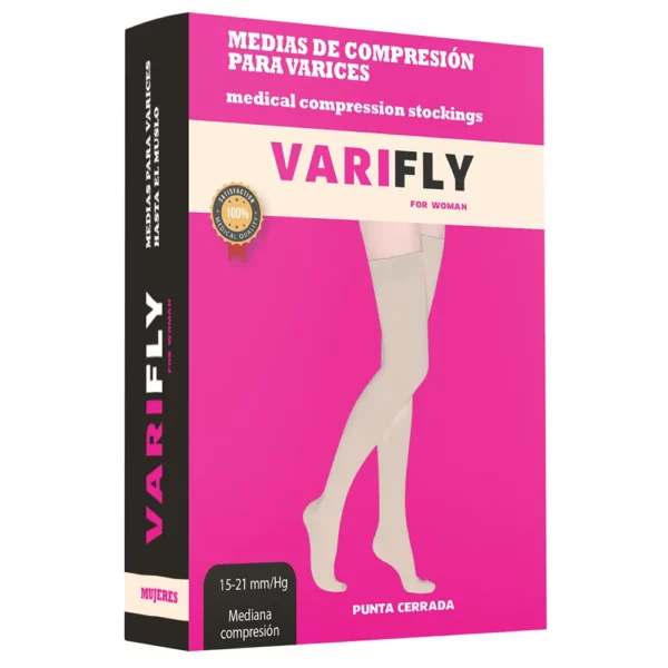 Medias de compresión para varices hasta el muslo: 15-20 mmHg, punta cerrada - Imagen 2
