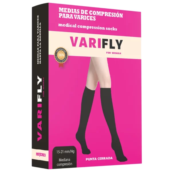 Medias de compresión para varices hasta la rodilla: 15-20 mmHg, punta cerrada - Imagen 2