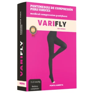 Pantimedias de compresión para varices: 15-20 mmHg, punta abierta