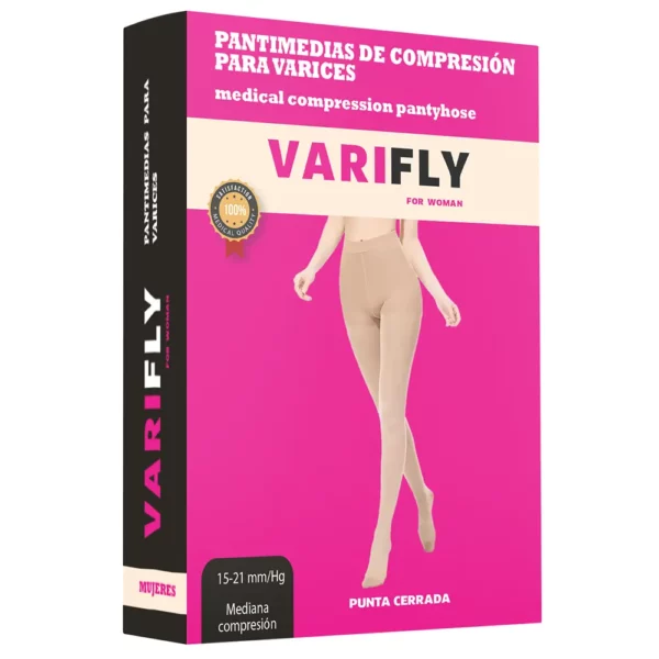 Pantimedias de compresión para varices: 15-20 mmHg, punta cerrada