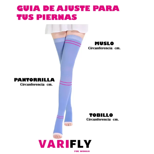Medias de compresión para varices hasta el muslo para dormir: 10-20 mmHg, punta abierta - Imagen 6
