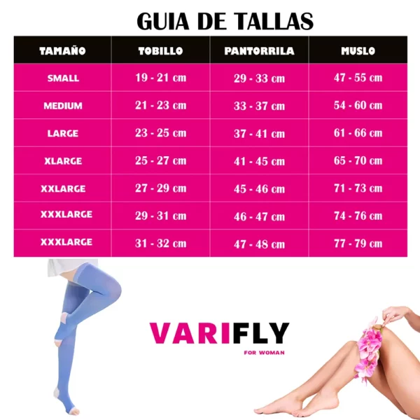 Medias de compresión para varices hasta el muslo para dormir: 10-20 mmHg, punta abierta - Imagen 3