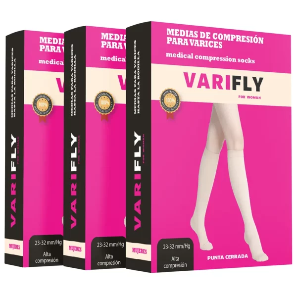 Medias de compresión para varices hasta la rodilla: 20-30 mmHg, punta cerrada - Imagen 7