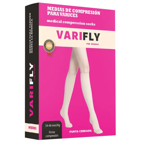 Medias de compresión para varices hasta la rodilla: 30-40 mmHg, punta cerrada - Imagen 2