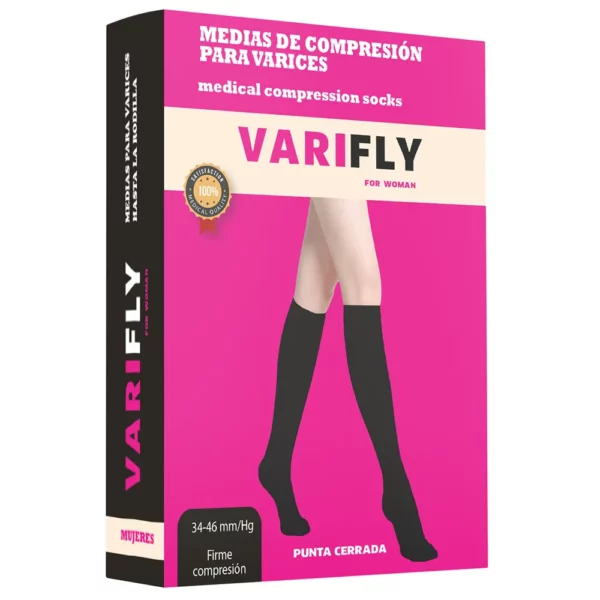 Medias de compresión para varices hasta la rodilla: 30-40 mmHg, punta cerrada