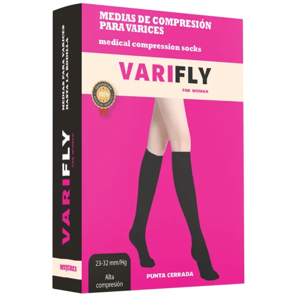 Medias de compresión para varices hasta la rodilla: 20-30 mmHg, punta cerrada - Imagen 2