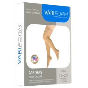 Medias de compresión para varices hasta el muslo: 15-20 mmHg, punta cerrada VARIFORM