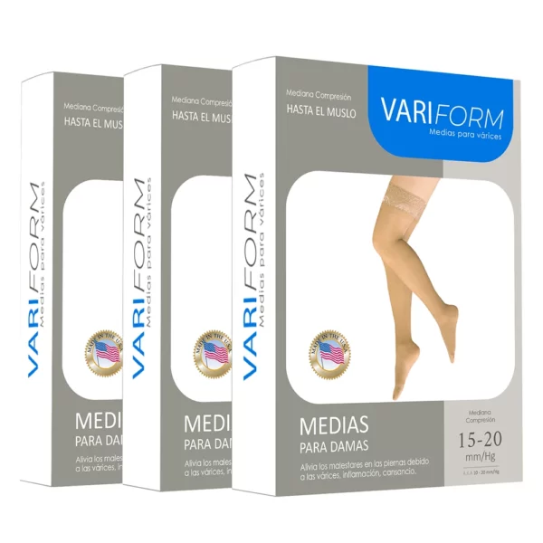 Medias de compresión para varices hasta el muslo: 15-20 mmHg, punta cerrada VARIFORM - Imagen 6