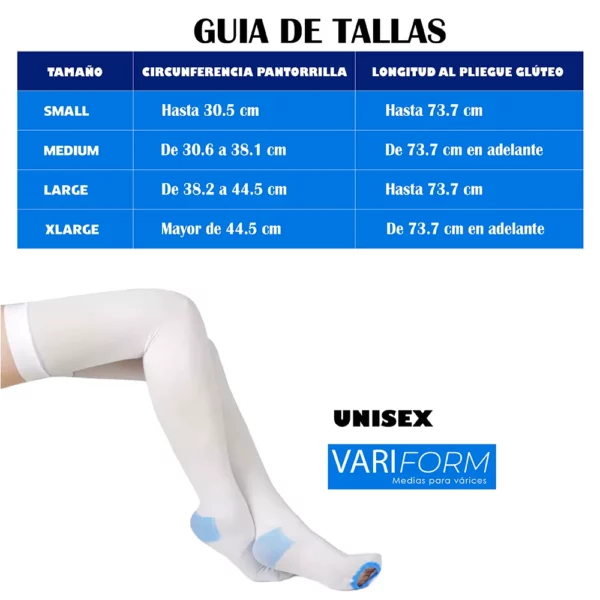Medias antiembólicas para várices hasta el muslo: 15-20 mmHg, VARIFORM - Imagen 2