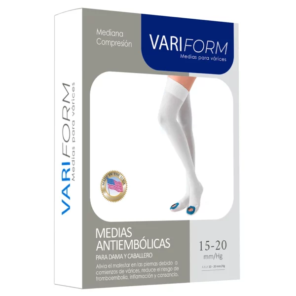 Medias antiembólicas para várices hasta el muslo: 15-20 mmHg, VARIFORM