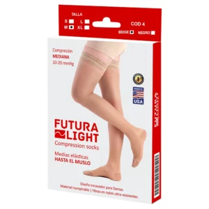 Medias de compresión para varices hasta el muslo: 10-20 mmHg, punta cerrada FUTURA LIGHT